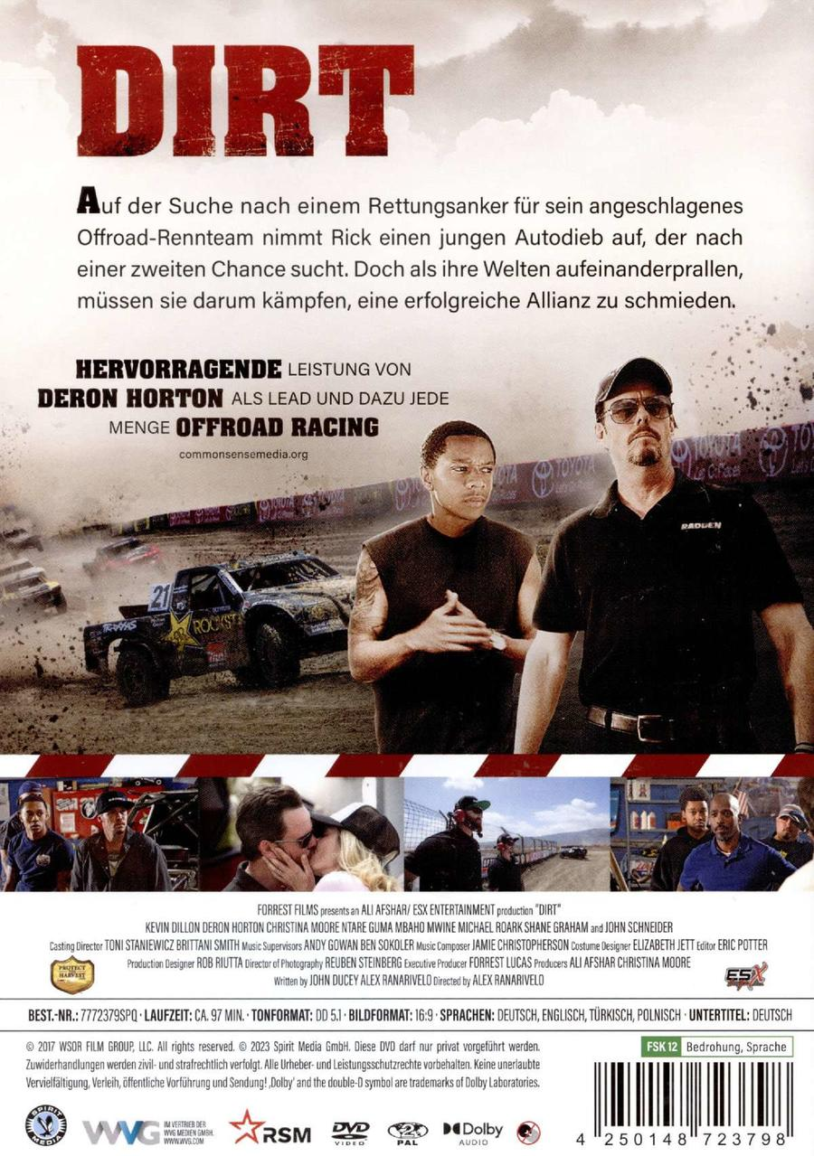 Filmcover mit Schauspielern, einem Auto und Text über Offroad-Rennen.