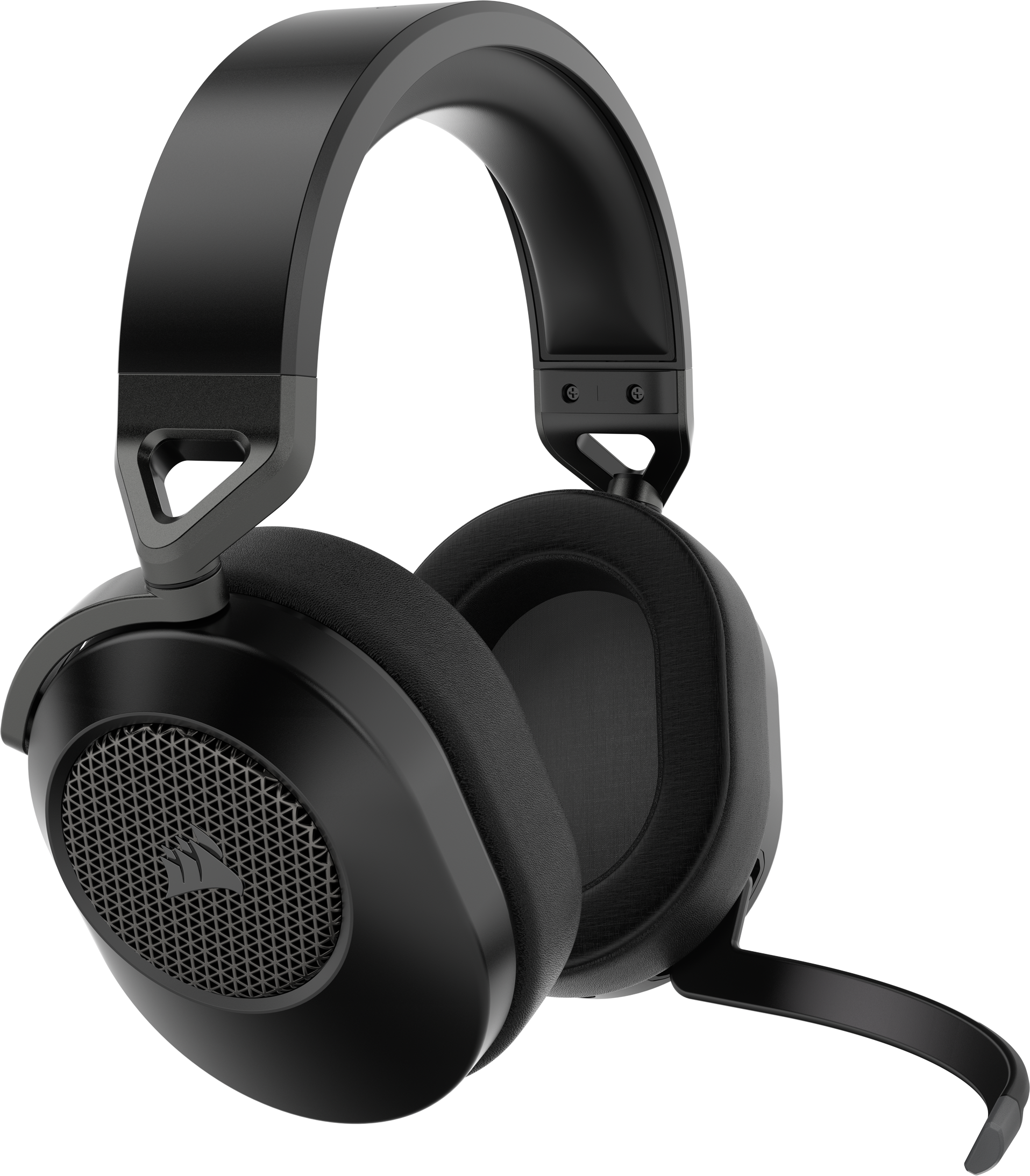 Casque de jeu noir. Comprend des oreillettes, un microphone et un serre-tête.