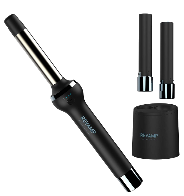 REVAMP TO-2750 Progloss Vezeték nélküli cserélhető akkumulátoros göndörítő, fekete, max 230°C