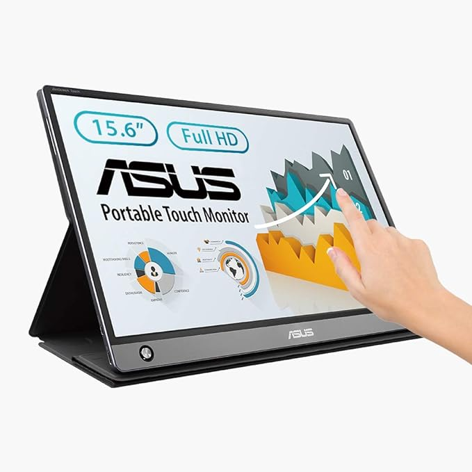 Monitor - ASUS ZenScreen™ Touch MB16AMT, 15.6", FHD, Táctill, Portátil, IPS, USB-C, Micro HDMI , Negro