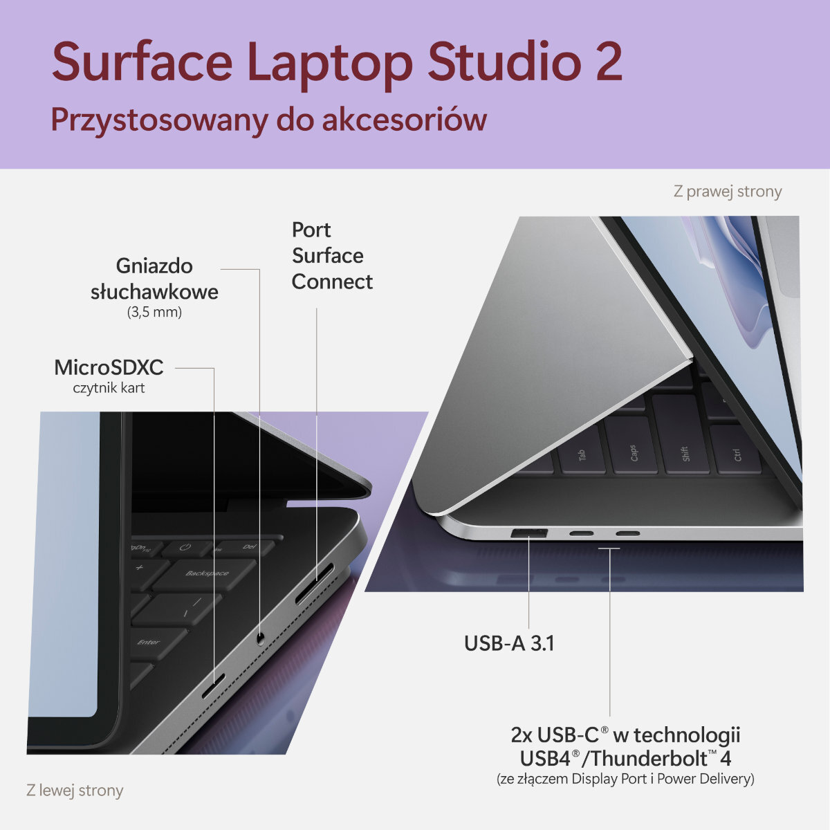 Laptop/Tablet 2w1 MICROSOFT Surface Laptop Studio 2 14.4 i7-13700H/32GB/1TB SSD/RTX4050 6GB/Win11H Platynowy