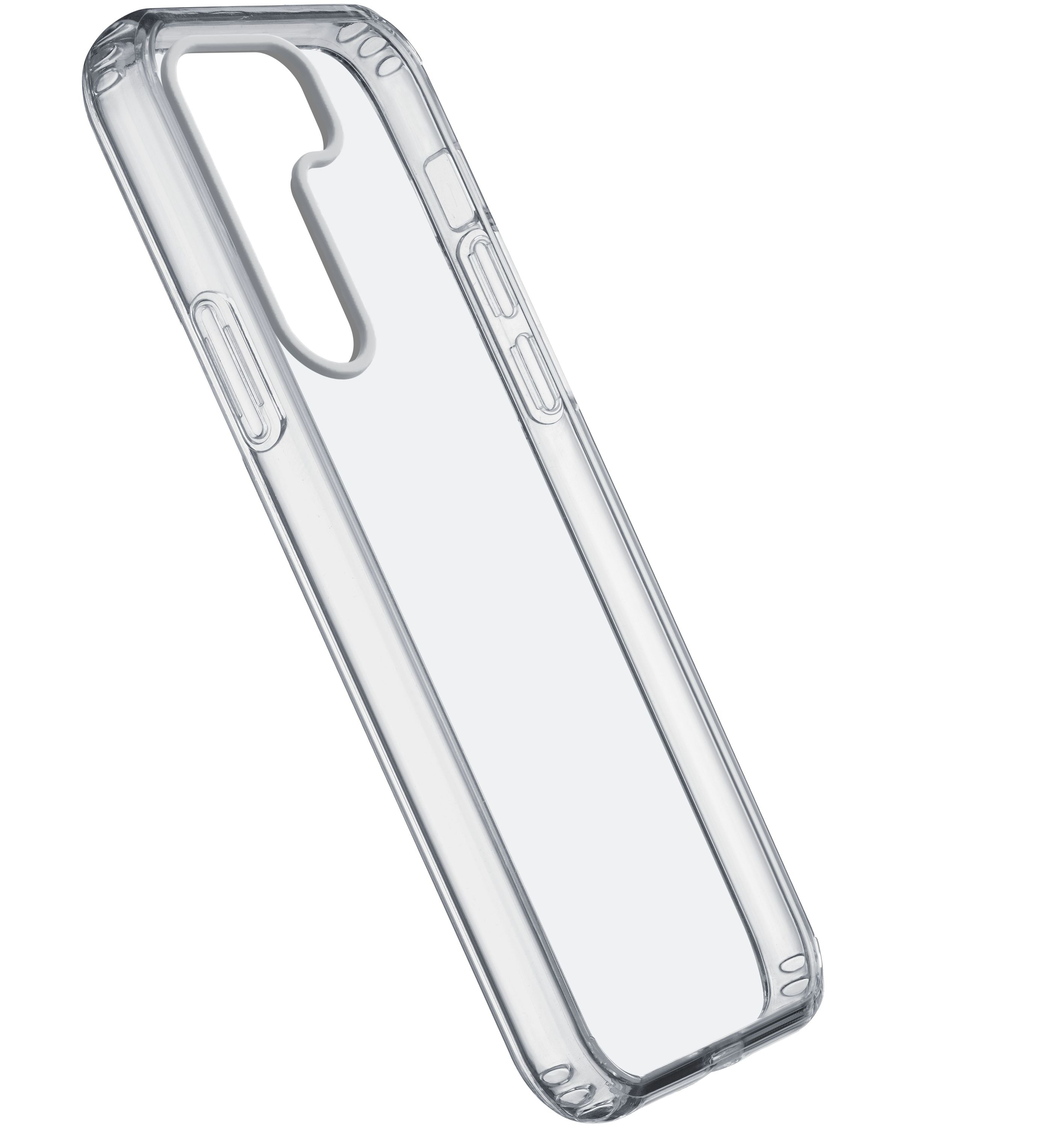 Transparente Handyhülle, Seitenansicht, weißer Hintergrund.
