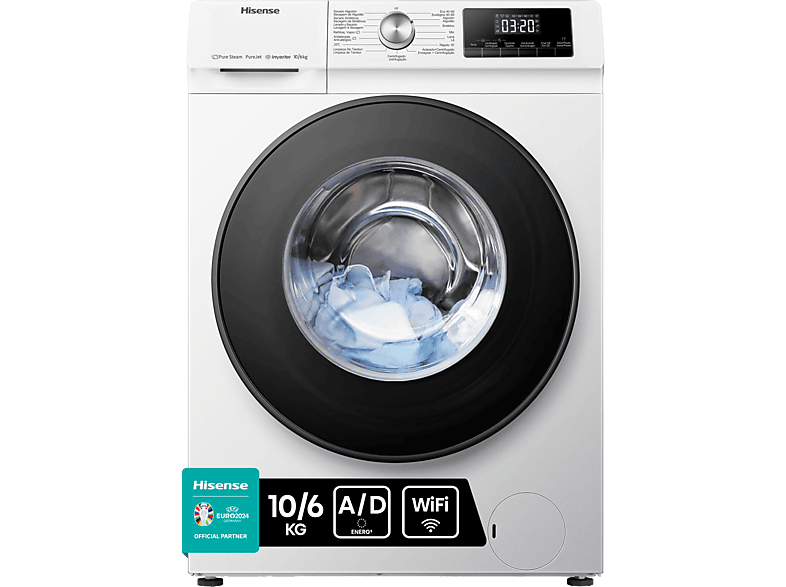 Lavadora Secadora Hisense WDQY1014EVJM - B, Lava 10kg, Seca 6kg, 16 Progr.,  Inverter, 1400r, Blanca - ElectroCity