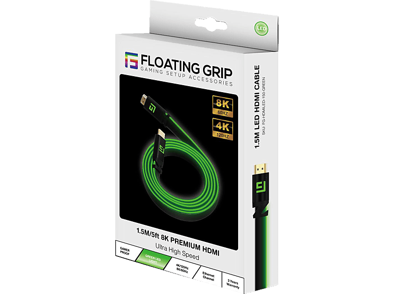 FLOATING GRIP 1,5M/5ft LED HDMI-Kabel, 8K/60Hz Hochgeschwindigkeit 2.1 / 