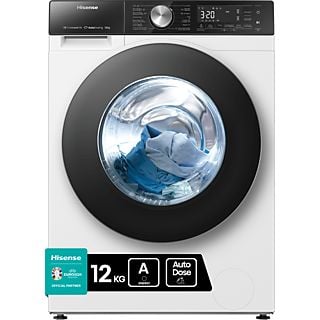 Lavadora carga frontal - Hisense WF5S1245BW, 12 kg, 1400 rpm, Autodosificación, WiFi, Blanco