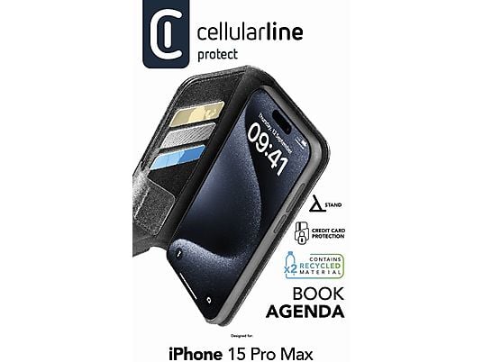 CELLULARLINE Book Agenda - Booklet  (Passend für Modell: Apple iPhone 15 Pro Max)