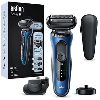 Afeitadora - Braun Series 6 61-B4500cs, Afeitadora Eléctrica para Barba, SensoFlex, Wet&Dry, Recortadora De Barba, Base De Carga, Azul