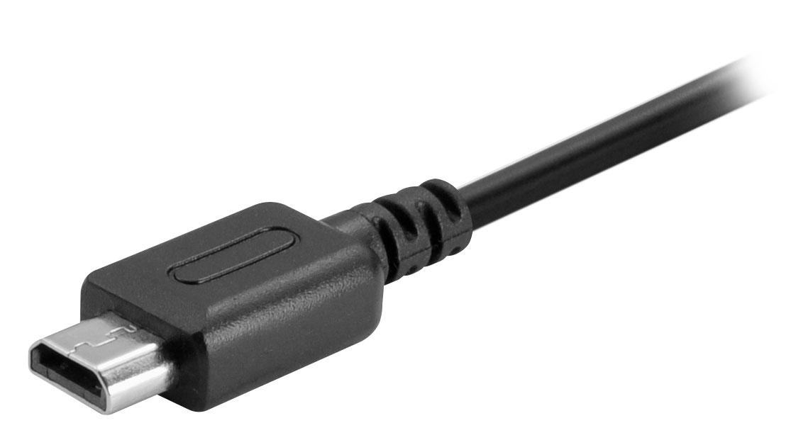 Nahaufnahme eines schwarzen USB-C-Kabelanschlusses.