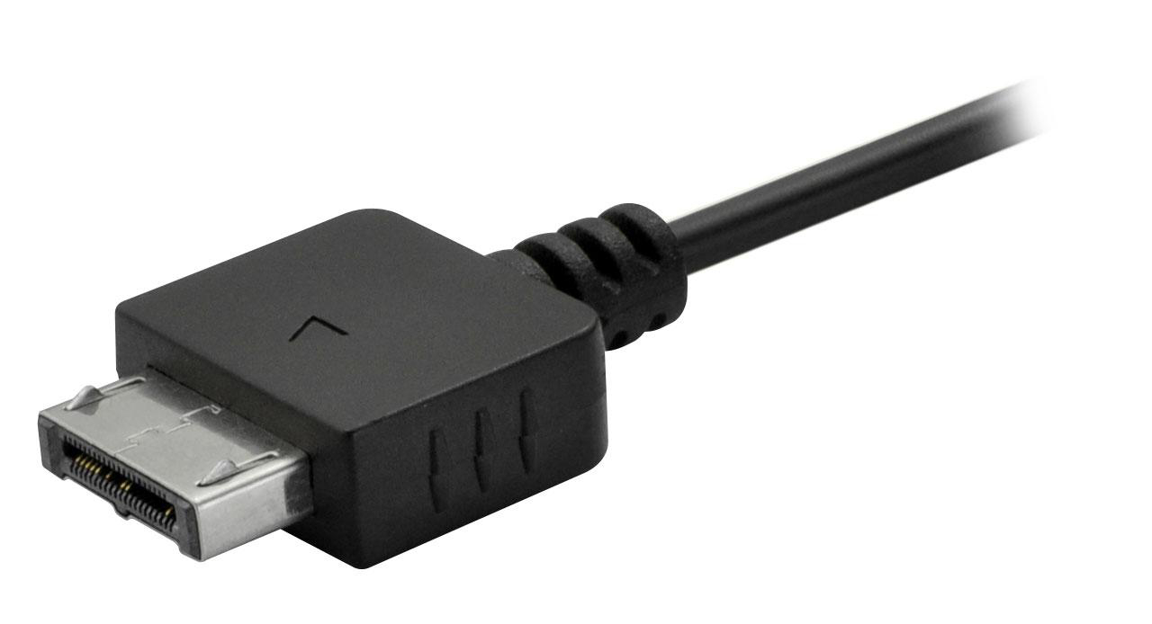 Nahaufnahme eines schwarzen USB-Kabelanschlusses.