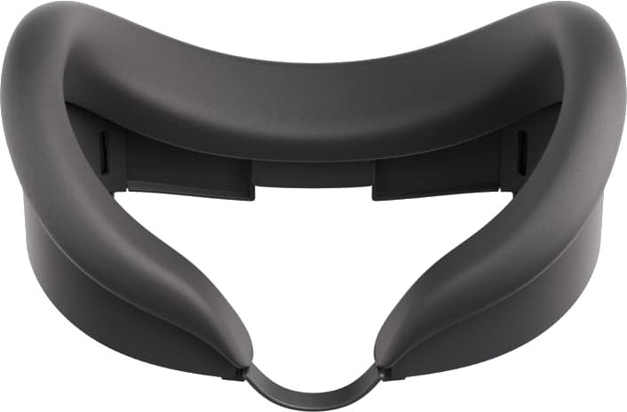 Schwarzes VR-Headset-Gesichtsteil, geschwungenes Design, für Virtual-Reality-Nutzung.