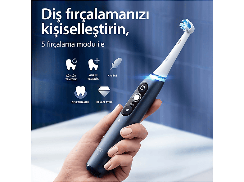 ORAL B iO 7 Şarjlı Diş Fırçası Safir Mavisi Manyetik Şarj ve Seyahat Kabı_2