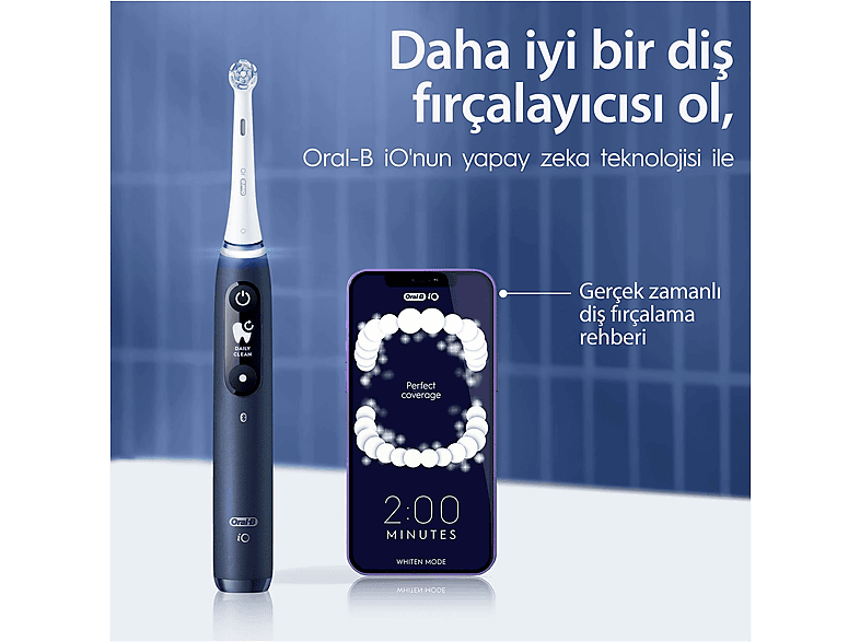 ORAL B iO 7 Şarjlı Diş Fırçası Safir Mavisi Manyetik Şarj ve Seyahat Kabı_5