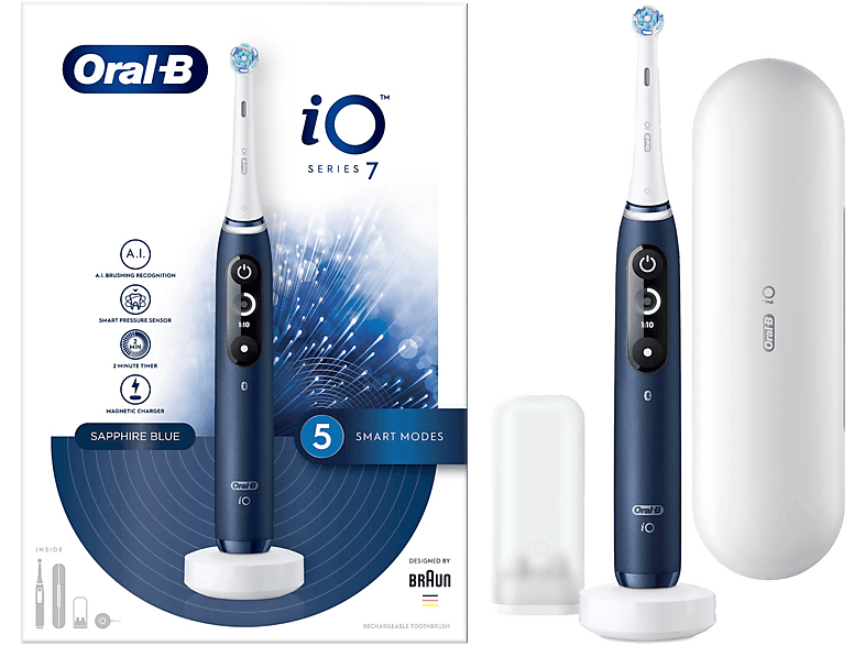 ORAL B iO 7 Şarjlı Diş Fırçası Safir Mavisi Manyetik Şarj ve Seyahat Kabı