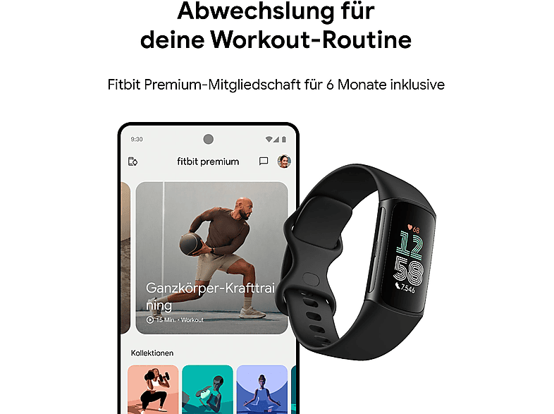 FITBIT Charge 6, Fitness Tracker, S, L, Porcelain