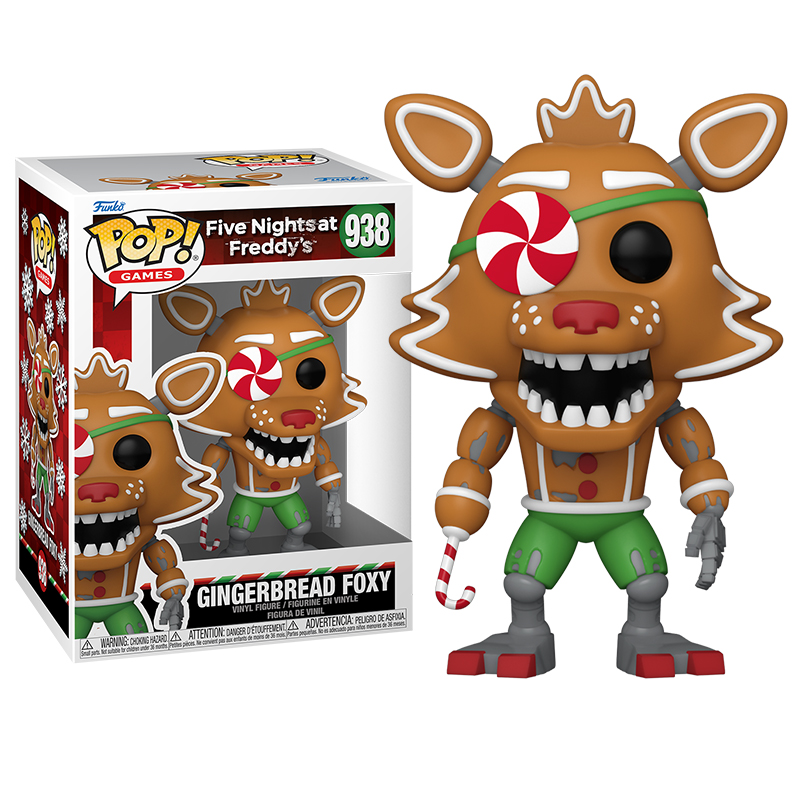 Figura Funko Pop de Foxy de jengibre en una caja, con un bastón de caramelo.