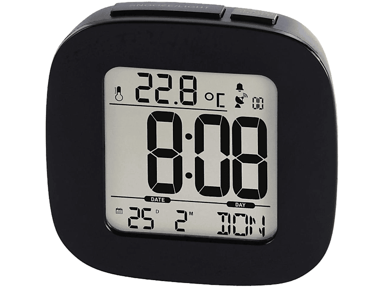 Despertador - Hama RC 45, LCD, 2 pilas, 12/24h, Alarma de velocidad, Negro