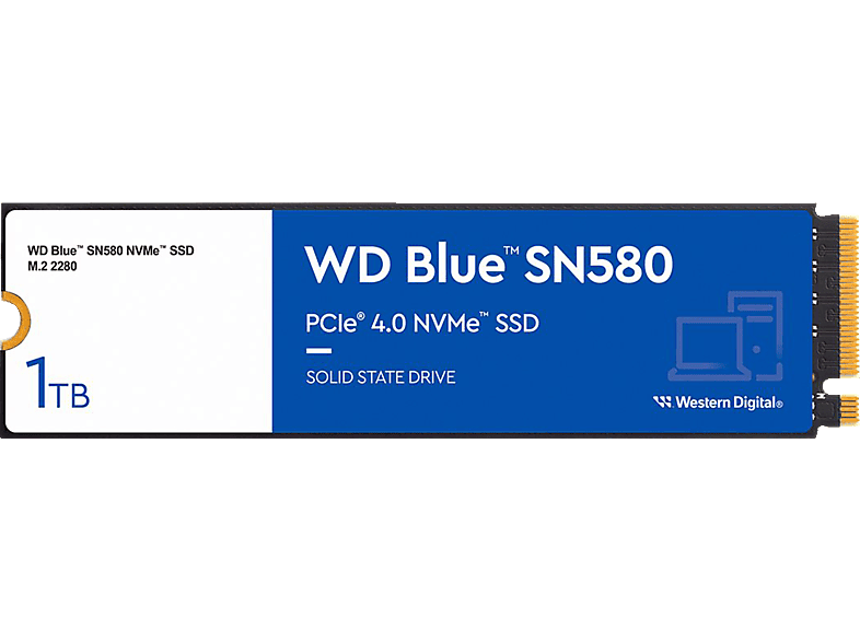 WD Blue SN580 WDS100T3B0E PCIe 4.0 x4 (NVMe) Festplatte, 1 TB SSD PCI Express, intern