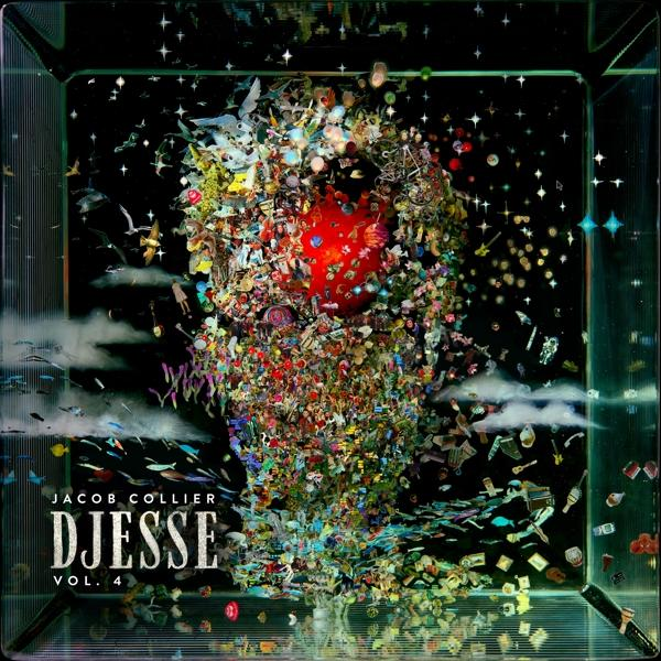 Albumcover: Abstrakte, farbenfrohe Explosion. Jacob Collier DJESSE VOL. 4.