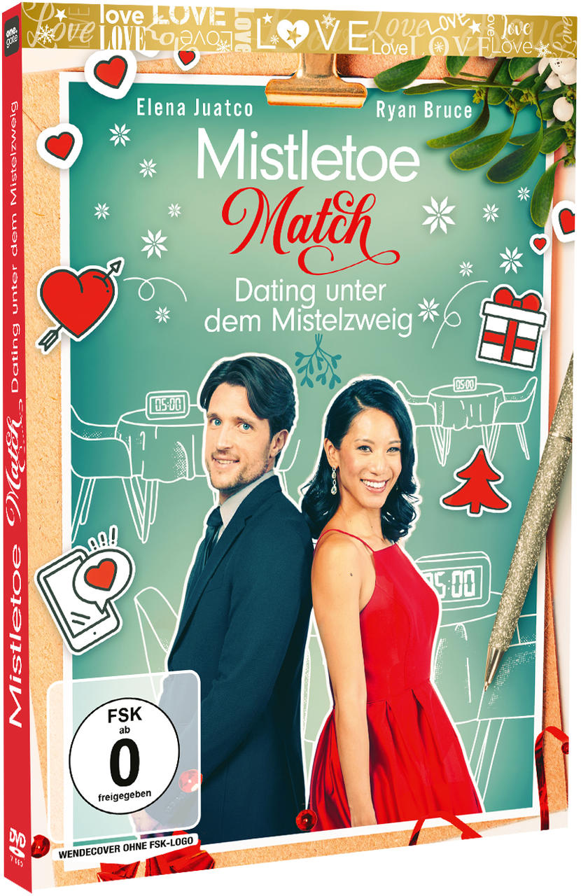 DVD-Cover mit Paar und Weihnachtsdekorationen.
