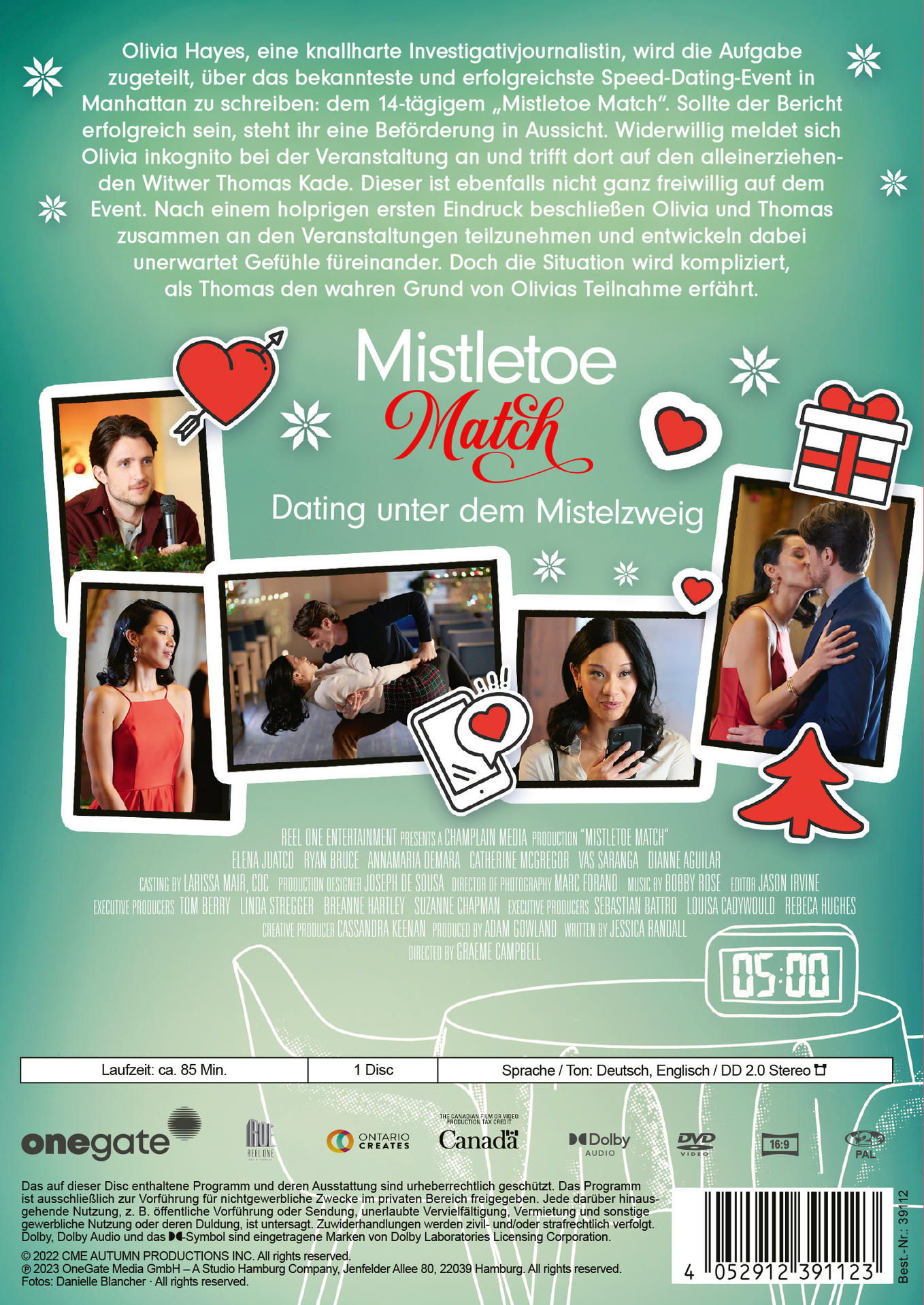 DVD-Cover für Mistletoe Match, mit Schauspielern und Filmdetails.