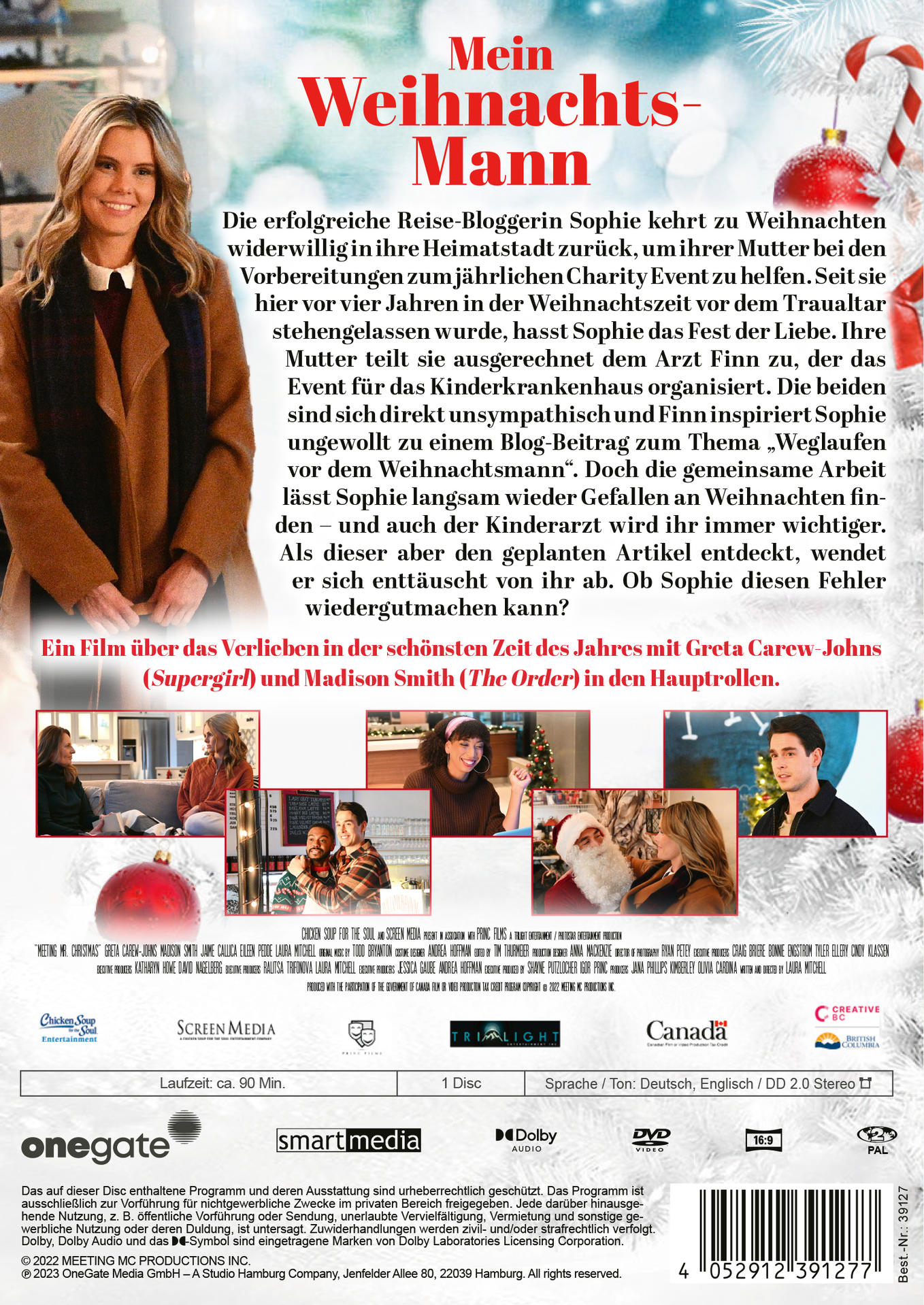 Filmcover: Eine Frau in einem braunen Mantel, der Titel „Mein Weihnachtsmann“ und andere Darsteller.