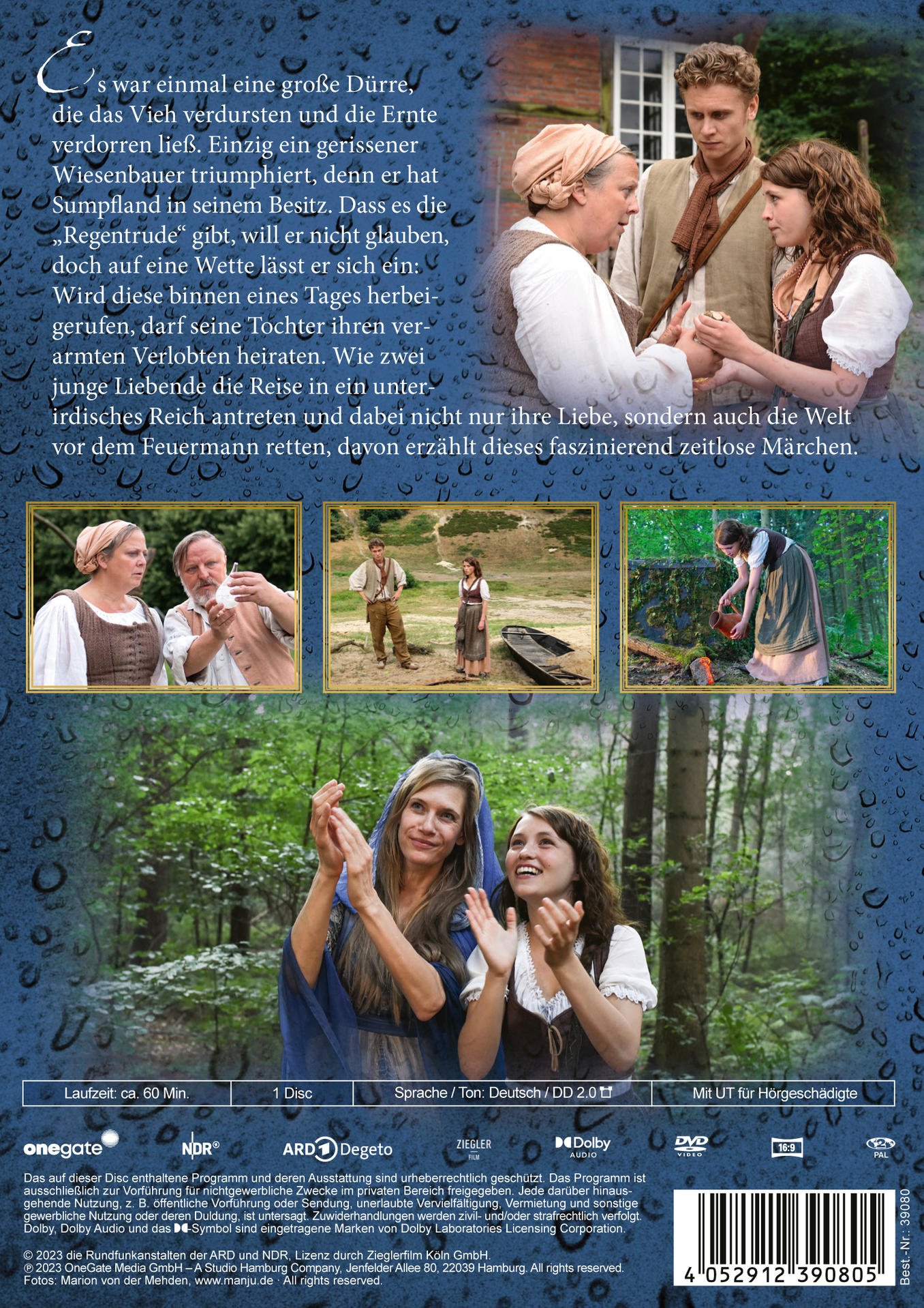 Rückseite einer DVD-Hülle mit mehreren Bildern, die eine historische Szene zeigen.