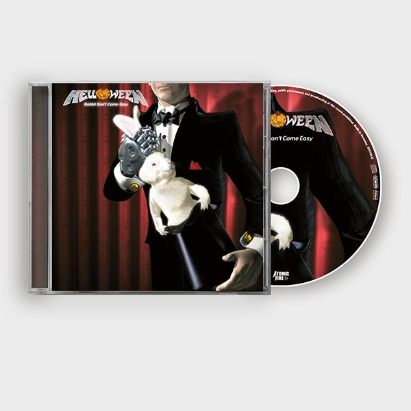 CD-Hülle und CD mit dem Albumcover von Helloween. Ein Zauberer hält ein Kaninchen.