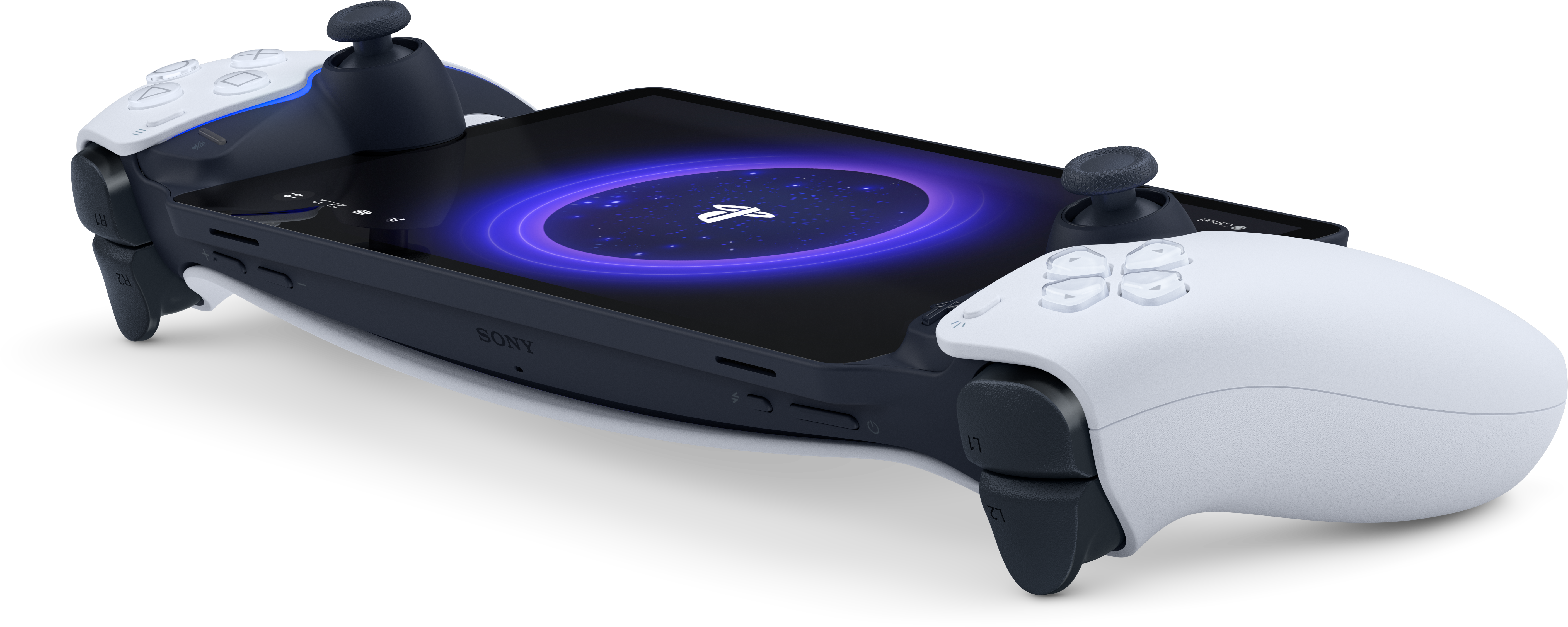 PlayStation 5-Controller mit Tablet, das ein PlayStation-Logo zeigt.
