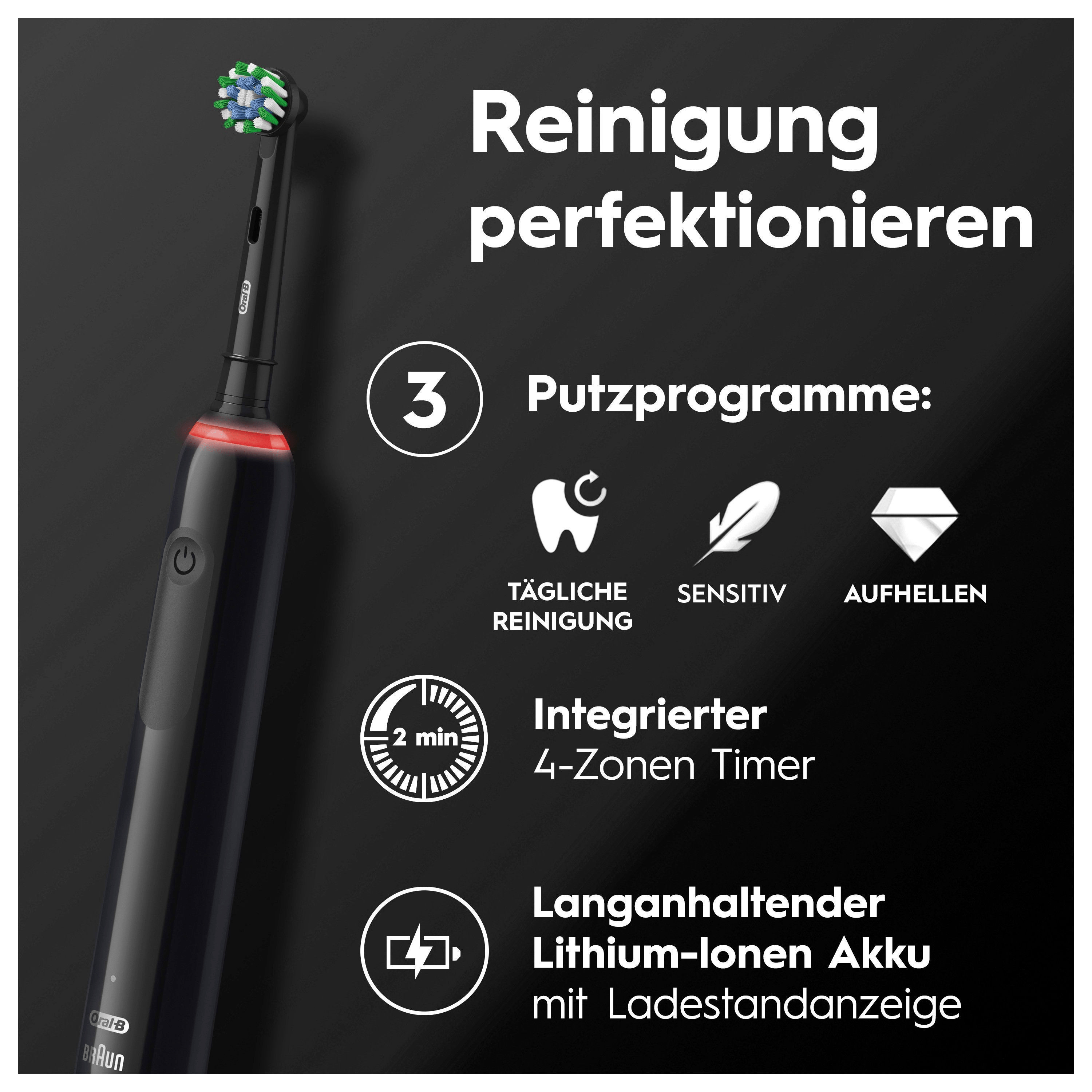 ORAL-B Pro Action 3 Zahnbürste Elektrische Cross 3000 Black