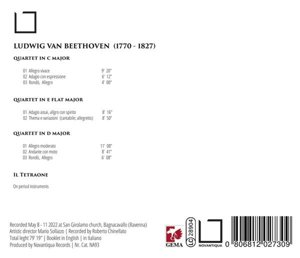 Notenblatt mit Text. Der Text enthält Ludwig van Beethoven und Details zu seinen Quartetten.