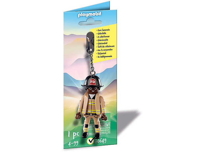 PLAYMOBIL 70649 Schlüsselanhänger Feuerwehrmann Schlüsselanhänger, Mehrfarbig