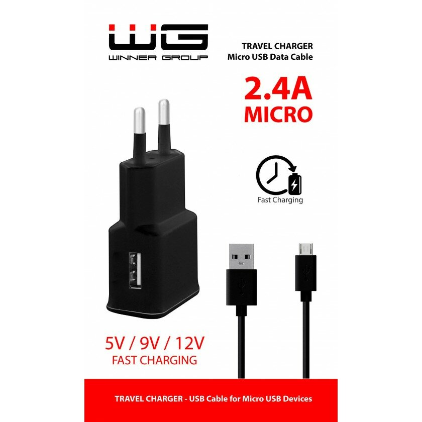 Ładowarka WG Travel charger 2,4A microUSB Czarny