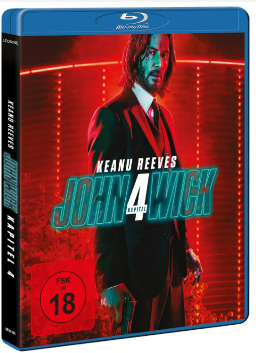 Eine Blu-ray-Disc-Hülle von 'John Wick 4' mit Keanu Reeves auf dem Cover.