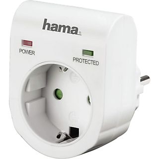 Adaptador enchufe - Hama, Protección sobretensiones, 3680W, 16A, LED, Blanco