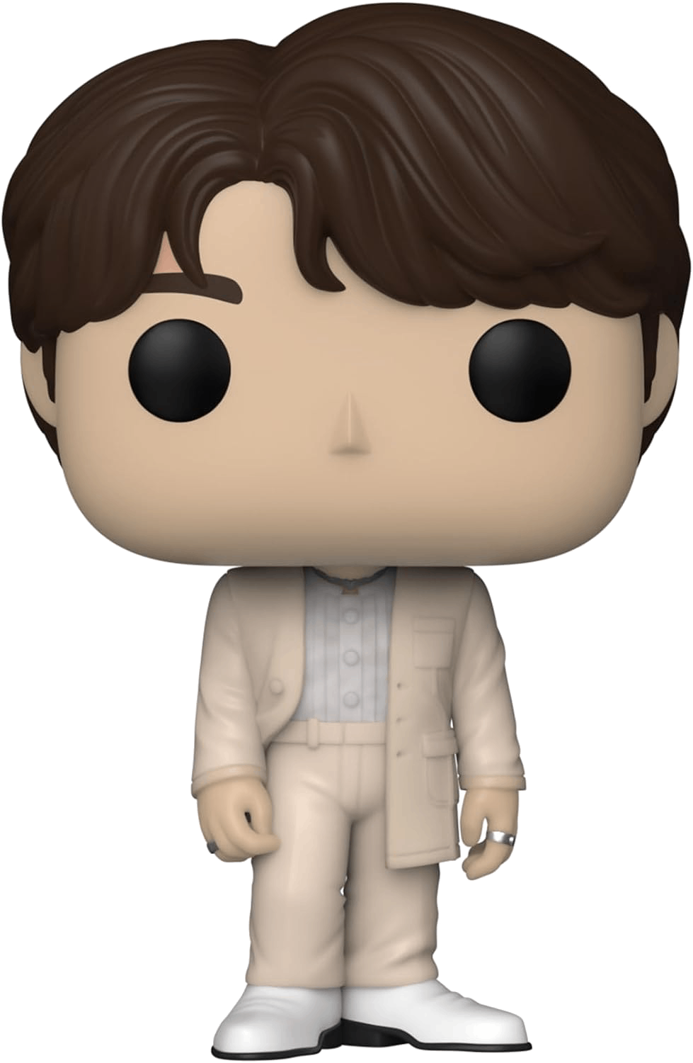 Figura Funko Pop de un hombre en traje, con expresión neutra y cabello castaño.