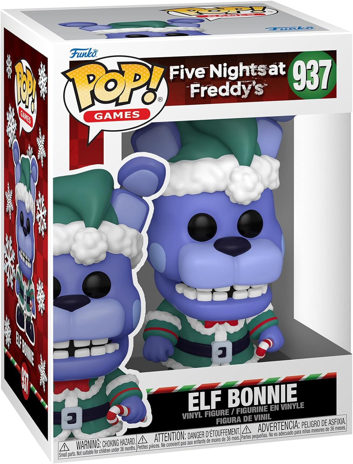 Figura Funko Pop de Elf Bonnie de Five Nights at Freddy's, en su caja de exhibición.