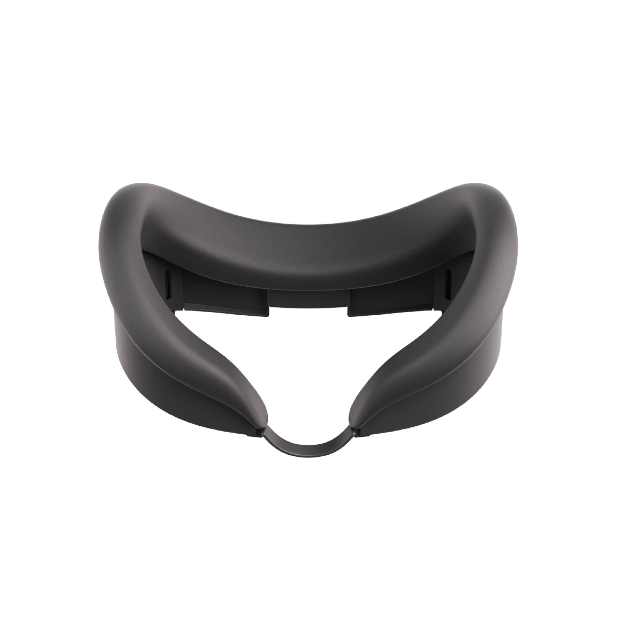 Dunkelgraue VR-Headset-Gesichtsabdeckung mit gebogener Form.