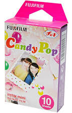 Pudełko filmu Instax Mini Candy Pop z różową górą i napisem "Candy Pop".