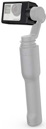 Czarny uchwyt gimbala z przymocowaną kamerą GoPro Hero4.