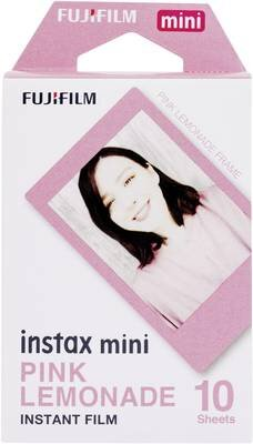 Pudełko filmu natychmiastowego Fujifilm Instax Mini Pink Lemonade. Ze zdjęciem z przodu.