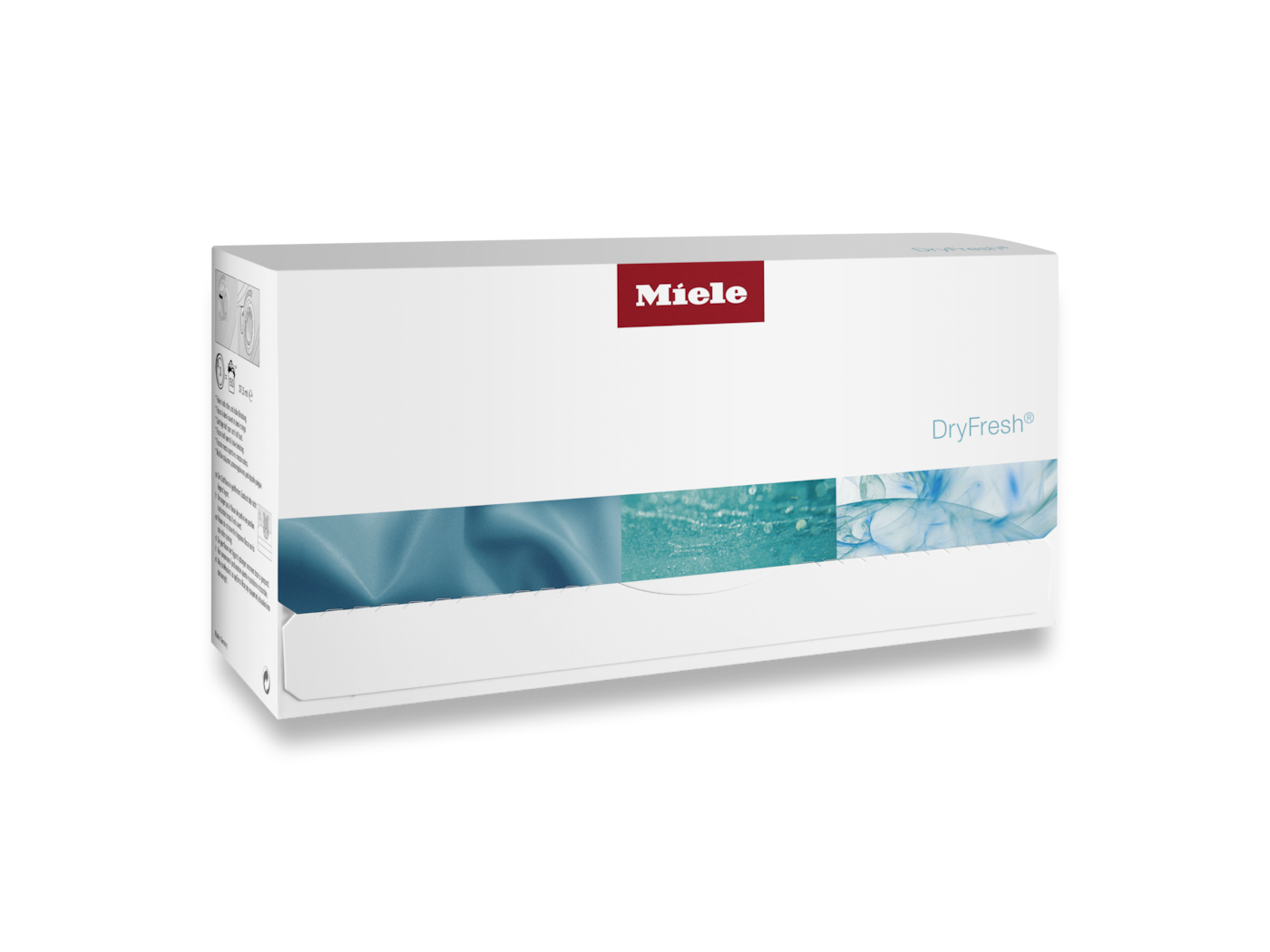 Miele DryFresh Box mit blauen und grünen Mustern.