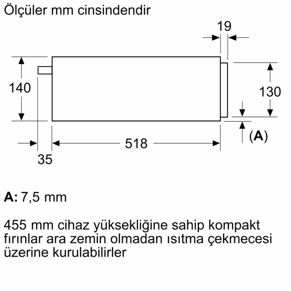 Boyutları olan teknik çizim, ölçüleri olan bir dikdörtgen, siyah beyaz.