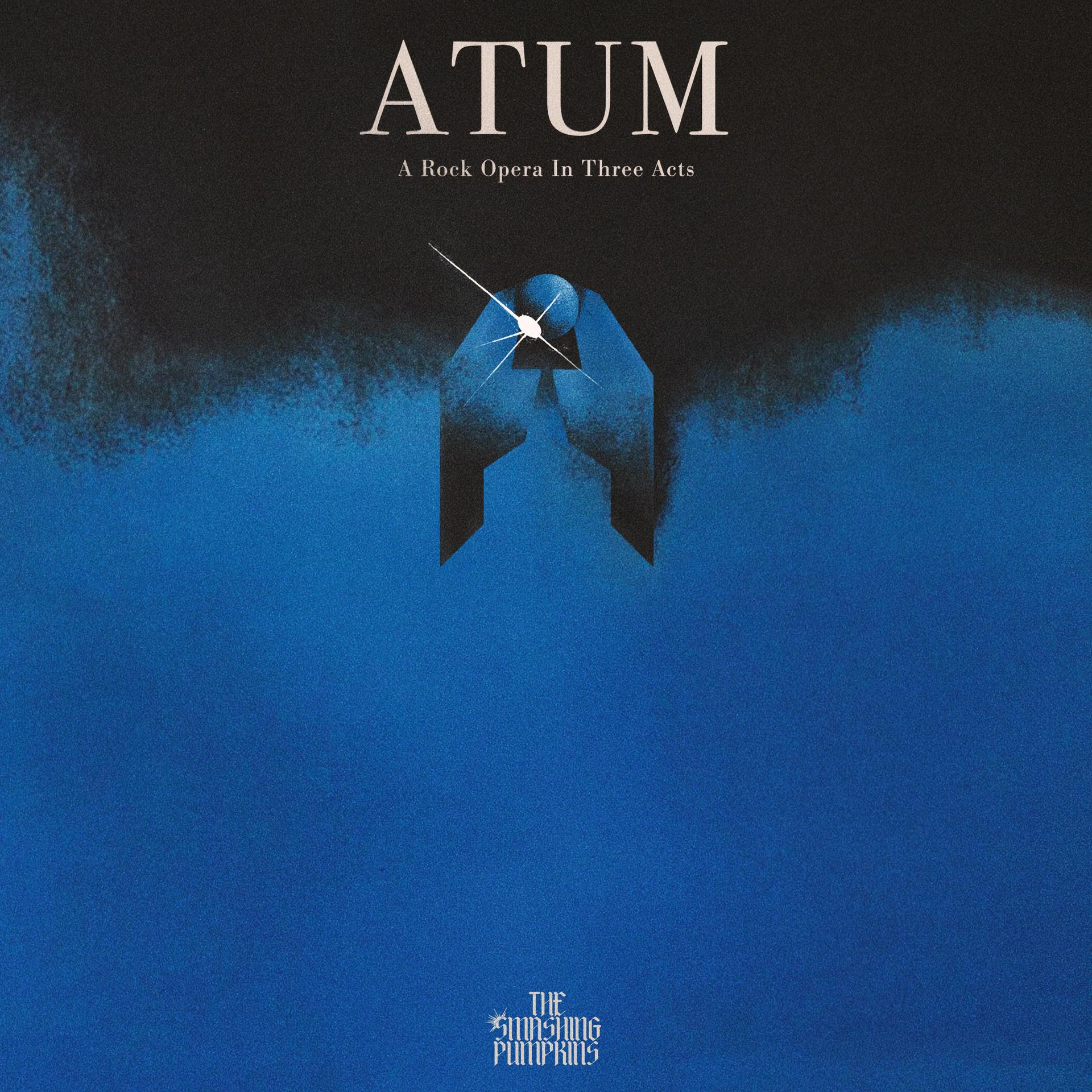 Albumcover. Titel: ATUM. Blauer Hintergrund mit stilisiertem Buchstaben A und Stern.