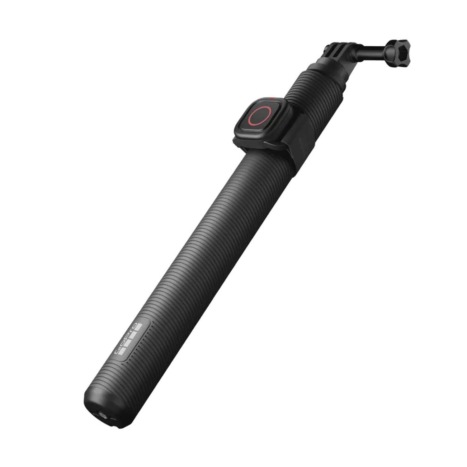 Asta GoPro nera con un pulsante rosso e un supporto GoPro in alto.