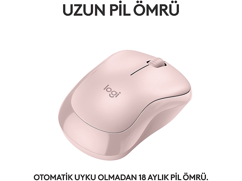 LOGITECH M240 Sessiz Kablosuz Mouse Pudra Pembe_1