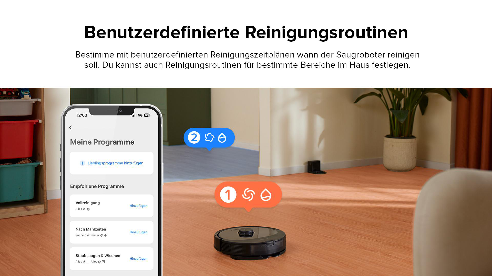 Bild mit Smart Home, Telefon und Roboter-Staubsauger.