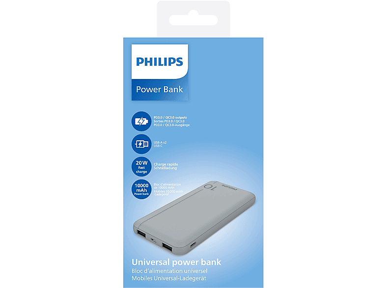 PHILIPS DLP1812PV 10.000 mAh PD Taşınabilir Şarj Cihazı Gümüş_1