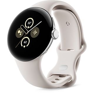 GOOGLE Pixel Watch 2 Wifi, 41mm, Aluminium Polished Silver, Sportarmband in Porcelain