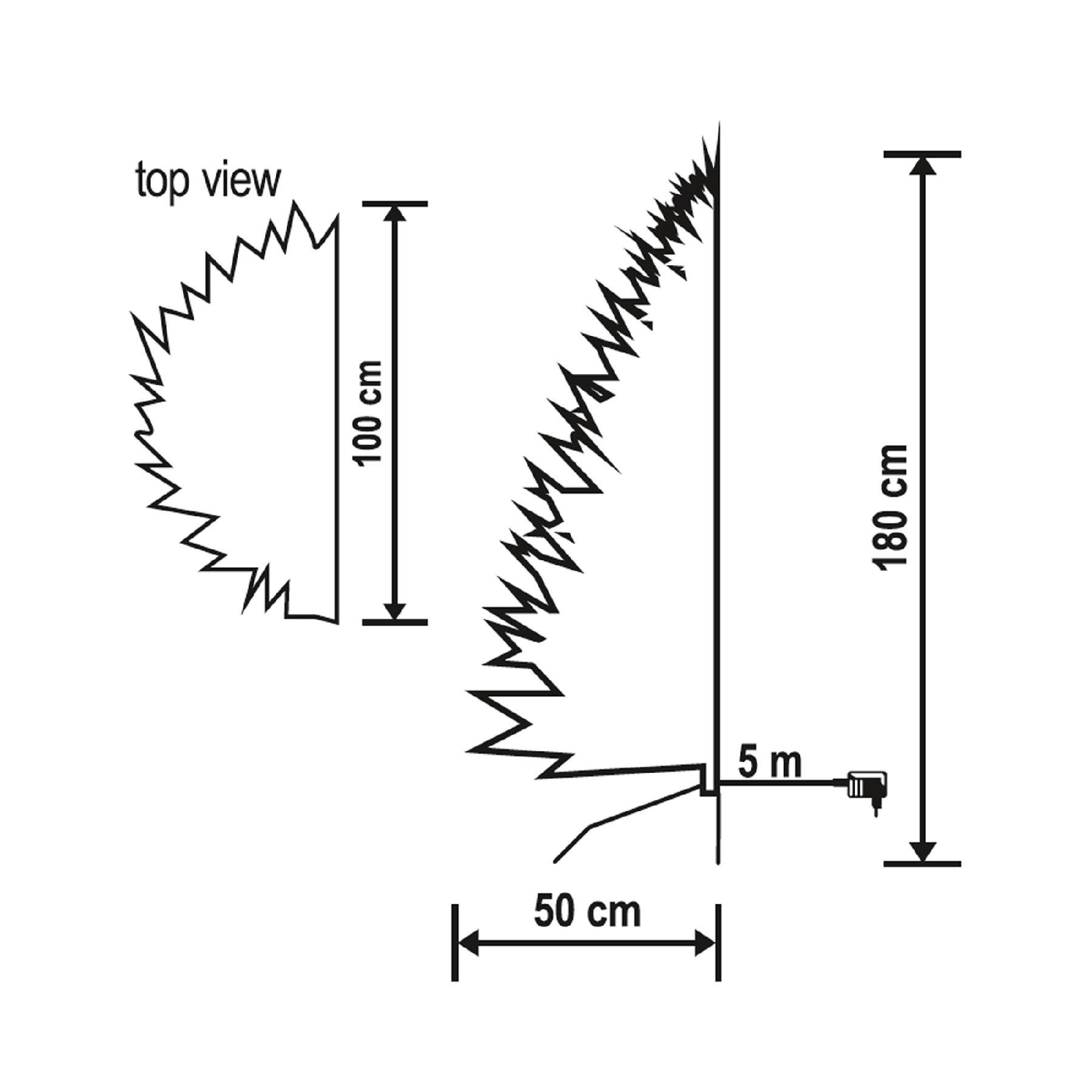 Diagram a növény méréseivel felülnézetben.