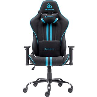 Silla gaming - Newskill Kitsune V2, Cojines cervical y lumbar, Reclinable 180º, Hasta 136 kg, Azul